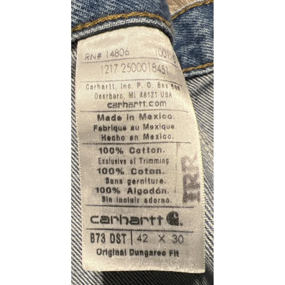 Carhartt B73 DST Double Knee Original‎ Fit Blue Jeans Size 42x30 (40x30)
